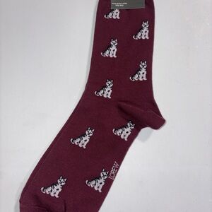 J. Crew Red Casual Socks with Playful Dog Design